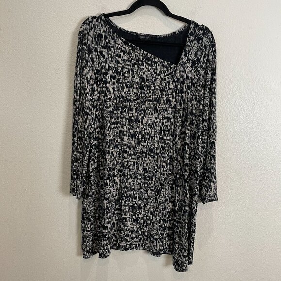 J Jill Wearever Collection Womens XL Printed Tunic Top Asymmetrical V Neck Shirt - Picture 7 of 9